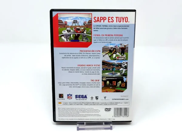 Parte trasera de ESPN NFL Football (ESP) para PlayStation 2, edición PAL España