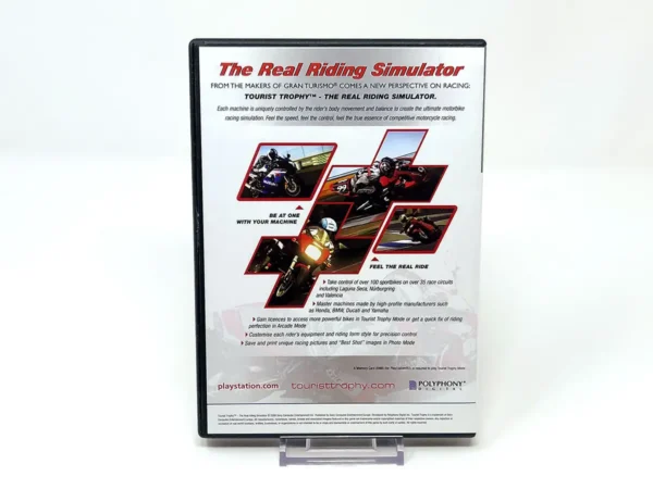 Parte trasera de Tourist Trophy: The Real Riding Simulator (UK) (Press Disc + Promo) para PlayStation 2, edición PAL UK