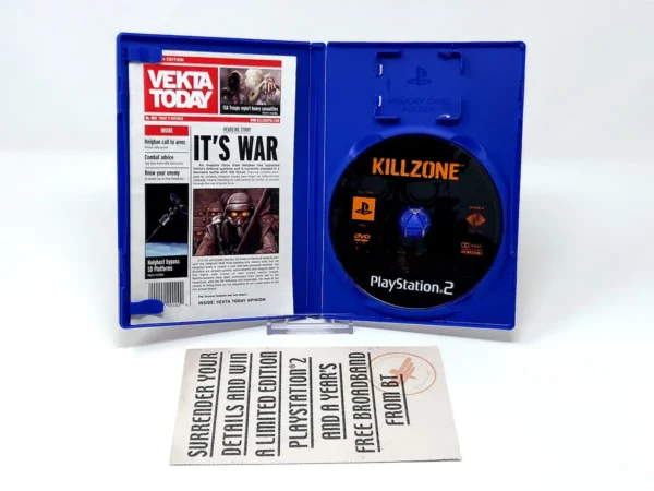 Interior del juego Killzone (UK) para PlayStation 2 con disco y manual