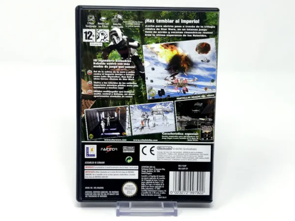 Parte trasera de Star Wars: Rogue Squadron III: Rebel Strike (ESP) para Nintendo GameCube, edición PAL España