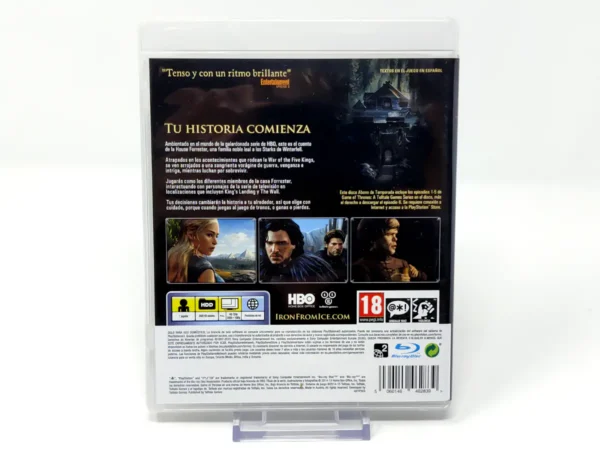 Parte trasera de Game of Thrones: A Telltale Games Series (ESP) para PlayStation 3, edición PAL España