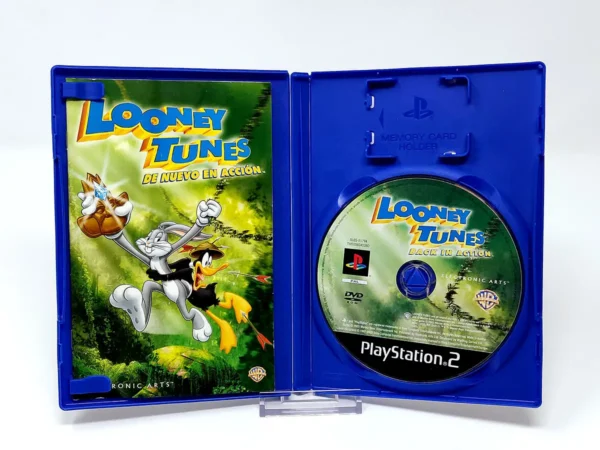 Interior del juego Looney Tunes: De Nuevo en Acción (ESP) para PlayStation 2 con disco y manual