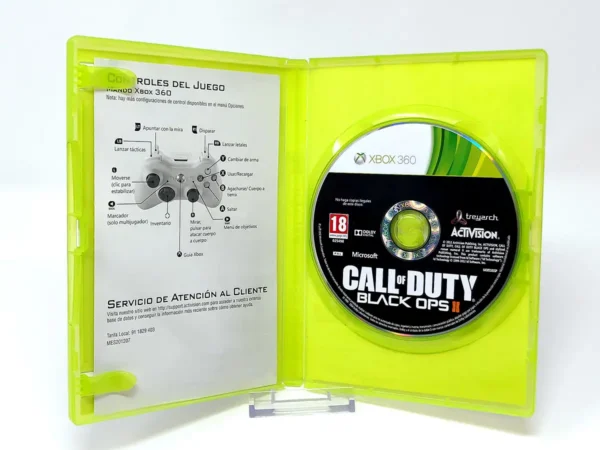 Interior del juego Call of Duty: Black Ops II (ESP) (Versión 1) para XBOX 360 con disco y manual