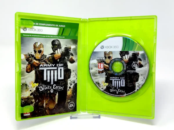 Interior del juego Army of Two: The Devil's Cartel (ESP) para XBOX 360 con disco y manual