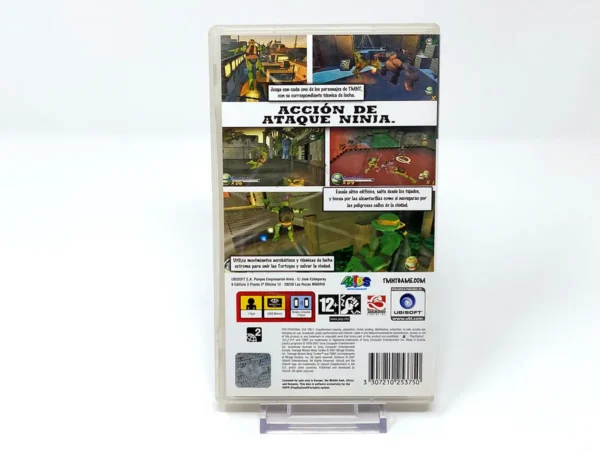 Parte trasera de TMNT: Tortugas Ninja Jóvenes Mutantes (ESP) para PSP, edición PAL España