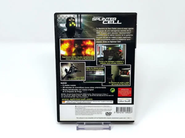 Parte trasera de Tom Clancy's Splinter Cell (ESP) para PlayStation 2, edición PAL España