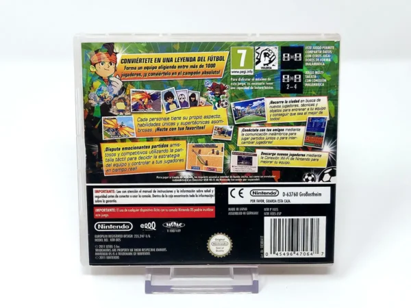 Parte trasera de Inazuma Eleven (ESP) para Nintendo DS, edición PAL España