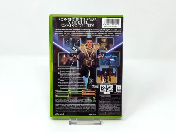 Parte trasera de Star Wars: Jedi Knight: Jedi Academy (ESP) para XBOX, edición PAL España