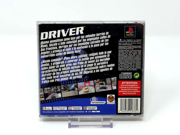 Parte trasera de Driver (ESP) para PlayStation 1, edición PAL España