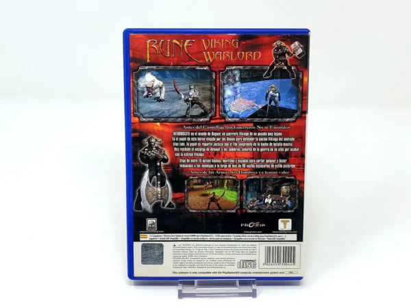 Parte trasera de Rune: Viking Warlord (ESP) para PlayStation 2, edición PAL España