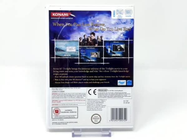 Parte trasera de Scene It? Twilight (UK) para Nintendo Wii, edición PAL UK