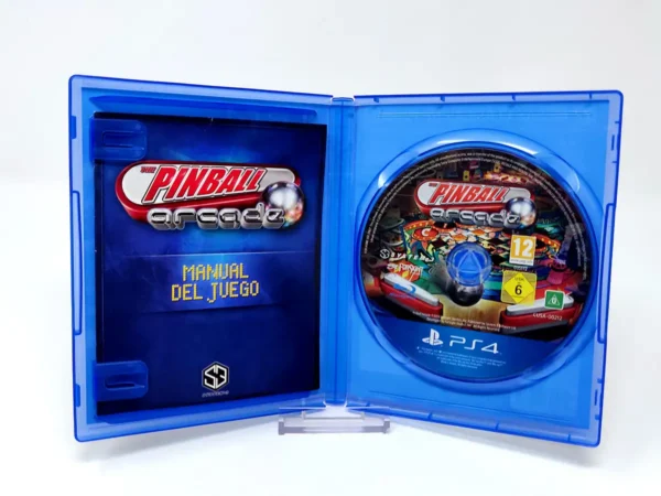 Interior del juego The Pinball Arcade (ESP) para PlayStation 4 con disco y manual