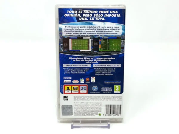 Parte trasera de Football Manager Handheld 2011 (ESP) (Precintado) para PSP, edición PAL España