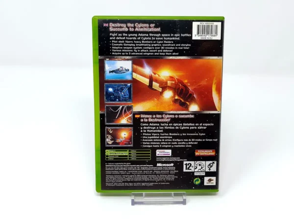 Parte trasera de Battlestar Galactica (ESP) para XBOX, edición PAL España