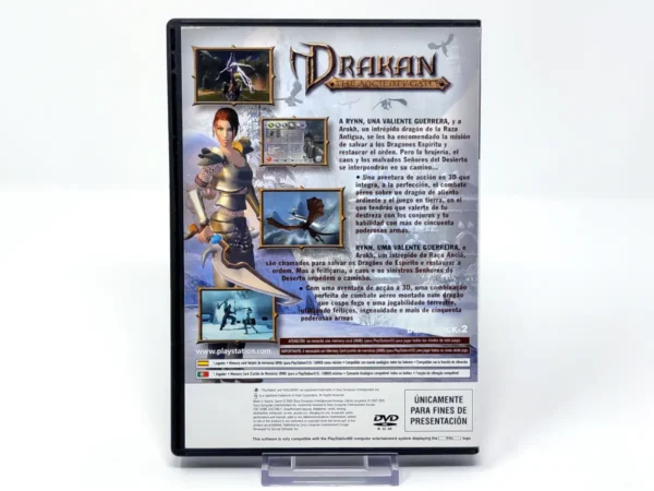 Parte trasera de Drakan: The Ancients' Gates (ESP) (Promo) para PlayStation 2, edición PAL España