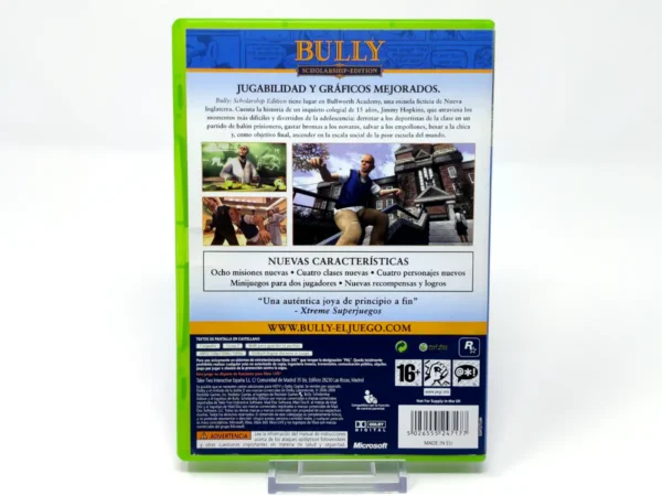 Parte trasera de Bully: Scholarship Edition (ESP) para XBOX 360, edición PAL España