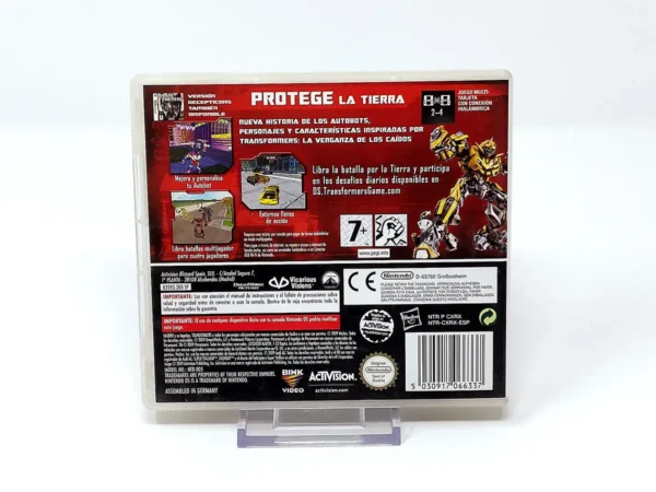 Parte trasera de Transformers: La Venganza de los Caídos - Autobots Version (ESP) para Nintendo DS, edición PAL España