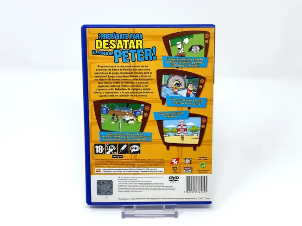Parte trasera de Padre de Familia: El Videojuego (ESP) para PlayStation 2, edición PAL España