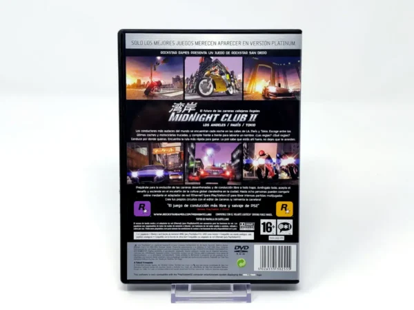 Parte trasera de Midnight Club II (ESP) (Platinum) para PlayStation 2, edición PAL España