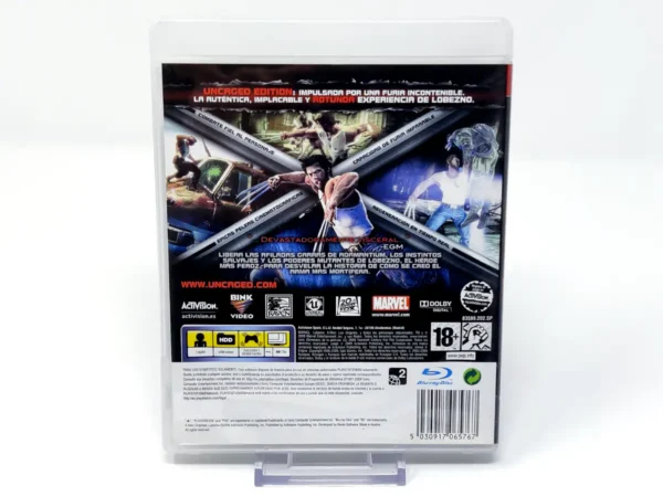 Parte trasera de X-Men Orígenes: Lobezno: Uncaged Edition (ESP) para PlayStation 3, edición PAL España