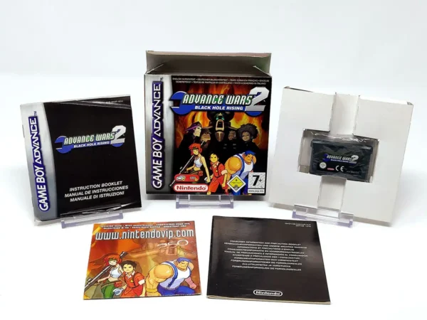 Interior del juego Advance Wars 2: Black Hole Rising (ESP) para Nintendo Game Boy Advance con disco y manual