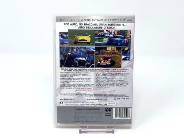 Parte trasera de Gran Turismo 4 (ITA) (Platinum) para PlayStation 2, edición PAL Italia