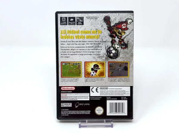 Parte trasera de Mario Smash Football (ESP) para Nintendo GameCube, edición PAL España