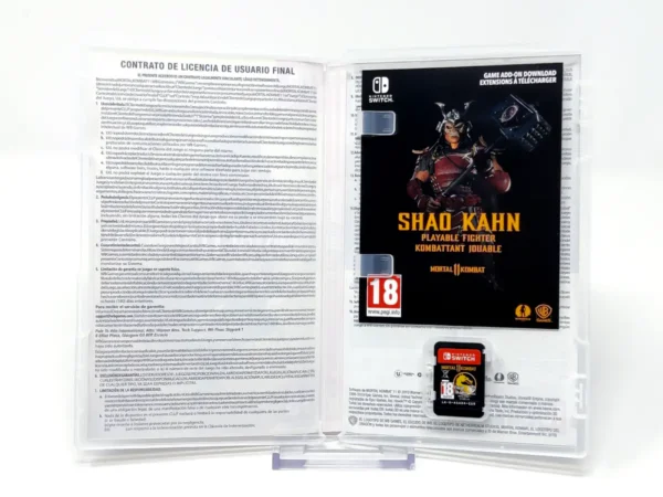 Interior del juego Mortal Kombat 11 (ESP) para Nintendo Switch con disco y manual
