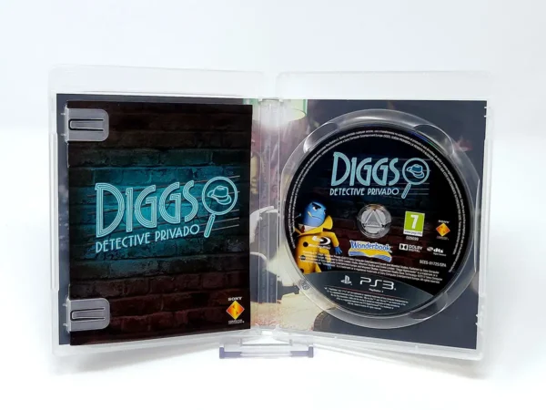 Interior del juego Wonderbook: Diggs Detective Privado (ESP) para PlayStation 3 con disco y manual