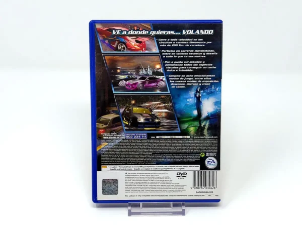 Parte trasera de Need for Speed: Underground 2 (ESP) para PlayStation 2, edición PAL España