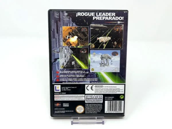 Parte trasera de Star Wars: Rogue Squadron II: Rogue Leader (ESP) para Nintendo GameCube, edición PAL España