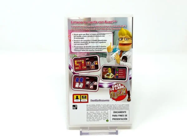 Parte trasera de Buzz! Cerebros en Acción (ESP) (Promo) para PSP, edición PAL España