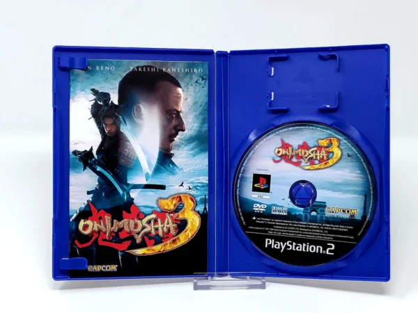 Interior del juego Onimusha 3 (ESP) para PlayStation 2 con disco y manual