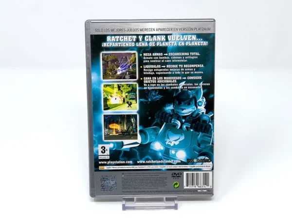 Parte trasera de Ratchet & Clank 2: Totalmente a Tope (ESP) (Platinum) para PlayStation 2, edición PAL España
