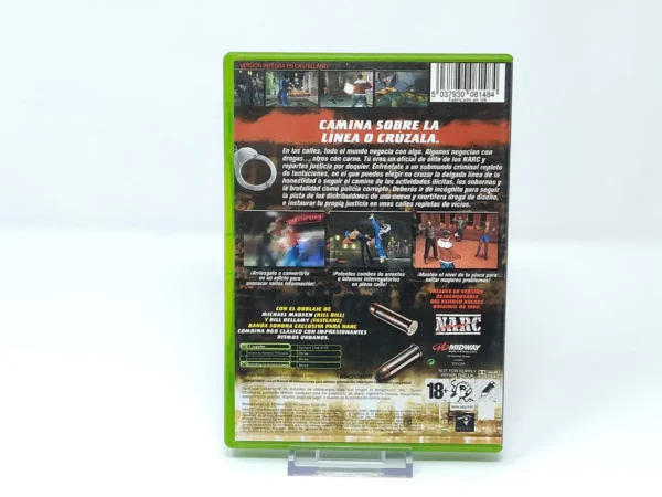 Parte trasera de Narc (ESP) para XBOX, edición PAL España