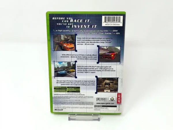 Parte trasera de Apex (USA) para XBOX, edición NTSC USA