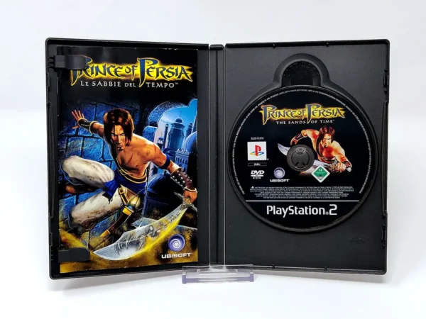 Interior del juego Prince of Persia: Le Sabbie del Tempo (ITA) para PlayStation 2 con disco y manual