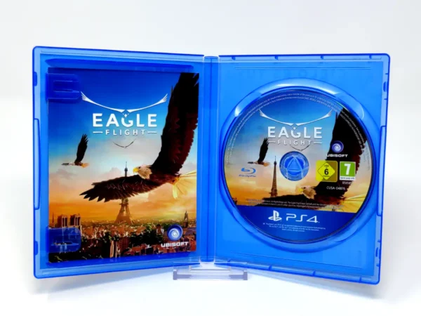 Interior del juego Eagle Flight (ESP) para PlayStation 4 con disco y manual