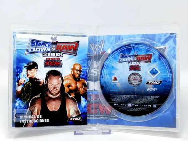 Interior del juego WWE SmackDown vs. Raw 2008 (ESP) (v1) (Rebajado) para PlayStation 3 con disco y manual