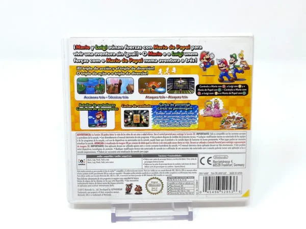 Parte trasera de Mario & Luigi: Paper Jam Bros. (ESP) para Nintendo 3DS, edición PAL España