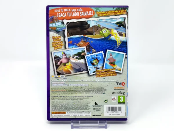 Parte trasera de Bob Esponja: Surf & Skate ¡Vacaciones! (ESP) para XBOX 360, edición PAL España