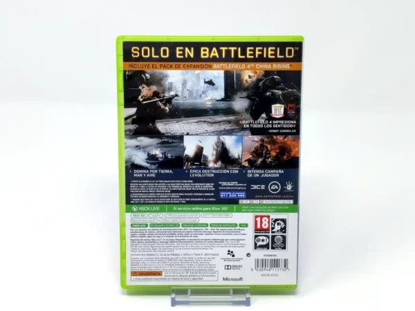 Parte trasera de Battlefield 4 (ESP) para XBOX 360, edición PAL España