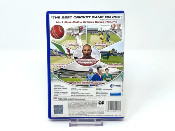 Parte trasera de Brian Lara International Cricket 2005 (UK) para PlayStation 2, edición PAL UK