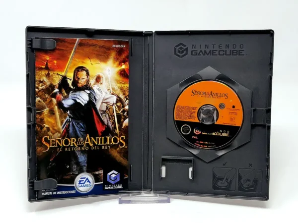 Interior del juego El Señor de los Anillos: El Retorno del Rey (ESP) para Nintendo GameCube con disco y manual