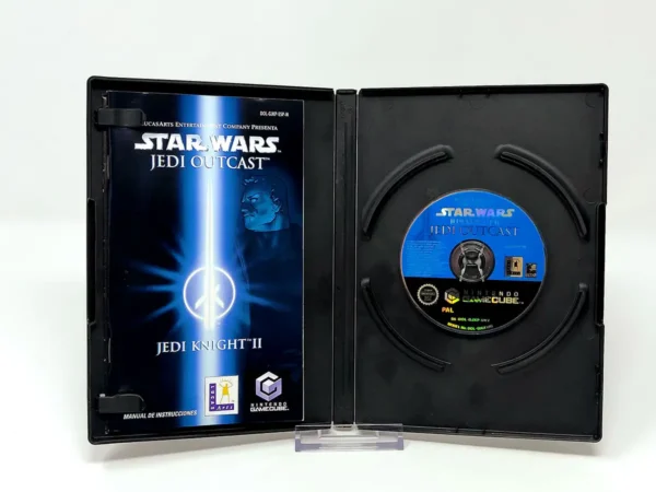 Interior del juego Star Wars: Jedi Knight II - Jedi Outcast (ESP) para Nintendo GameCube con disco y manual