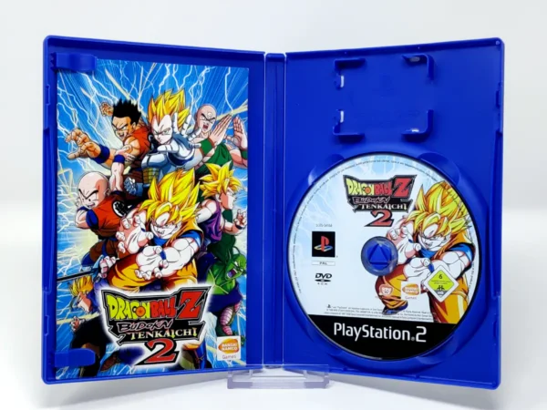 Interior del juego Dragon Ball Z: Budokai Tenkaichi 2 (ITA) para PlayStation 2 con disco y manual