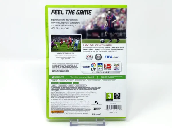 Parte trasera de FIFA 15 (UK) para XBOX 360, edición PAL UK