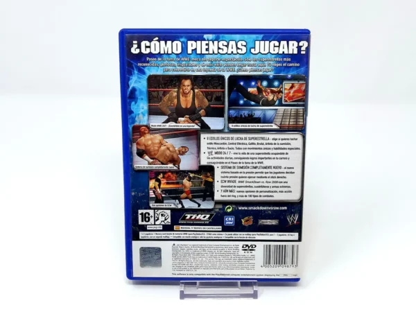 Parte trasera de WWE SmackDown vs. Raw 2008 (ESP) para PlayStation 2, edición PAL España
