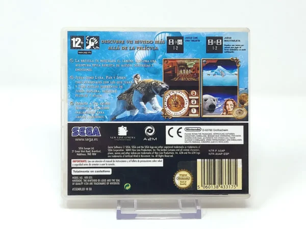 Parte trasera de La Brújula Dorada (ESP) para Nintendo DS, edición PAL España