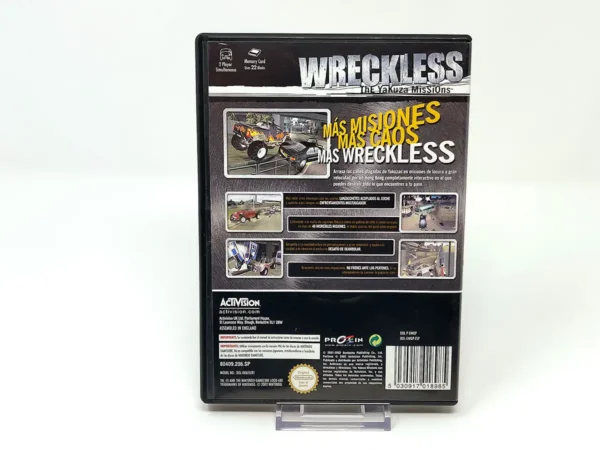 Parte trasera de Wreckless: The Yakuza Missions (ESP) para Nintendo GameCube, edición PAL España